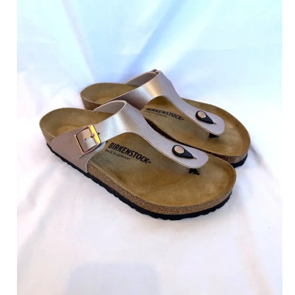 NWOT Birkenstock Gizeh Birko Flor Metallic Copper Rose Gold Thong Sandals, 41 M - Picture 2 of 5